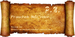 Praschek Nándor névjegykártya